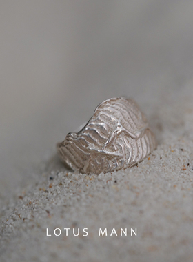 White Sands白沙.哑光纯银纹理宽型戒指