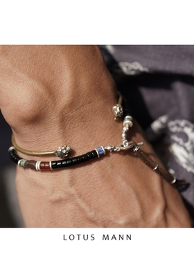 五行.磨砂银与天然石多元素虎眼玛瑙项链/手链Lotus Mann