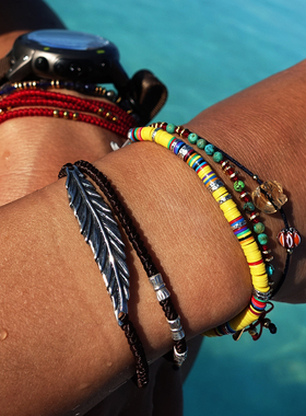 点点片段方钠石绿松石迷你银片手链路塔斯曼lotus mann