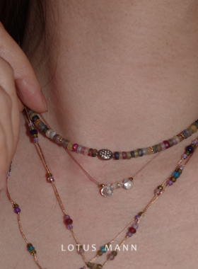 BlackStar星光猫眼金运石项链/不规则彩蓝宝石与钻石编绳项链