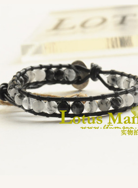 水墨天然黑发晶聚财路塔斯曼手链