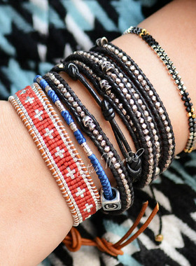 路塔斯曼棕本色皮绳与红色单圈