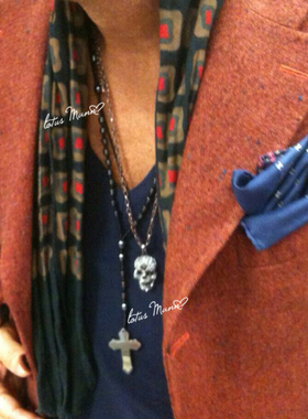 中性简约金刚结赤铁矿黑胆石十字编织项链寓健康lotus mann