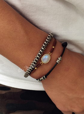 一颗月光许愿.拉长石祈愿手链路塔斯曼925银镀金 六月生辰