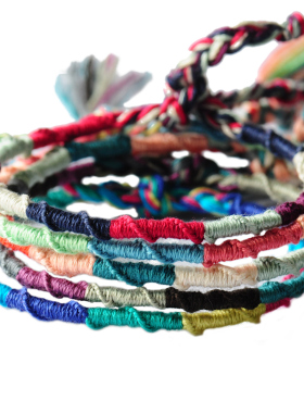 三条一组.幸运友谊手绳.LotusMann 法国棉编织许愿手链明星款