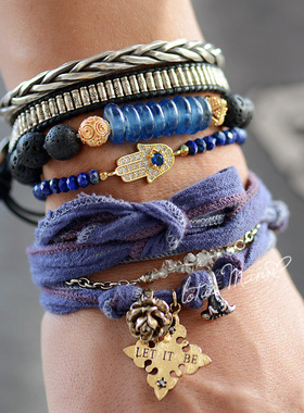 青金石佛手单圈手链女男lotus mann