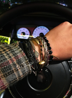 简约编绳手打银珠大颗粒单圈手链 男女适用Lotus Mann