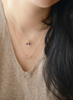 lovestory粉色项链14k注金