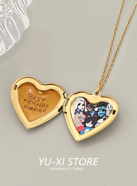 传说之下可折叠爱心项链男女百搭个性创意设计感小众合金吊坠饰品