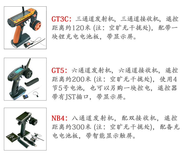 富斯GT3C多功能模型车船用FS-GT2B GT3B遥控器GT5接收机3通道2.4G - 图1