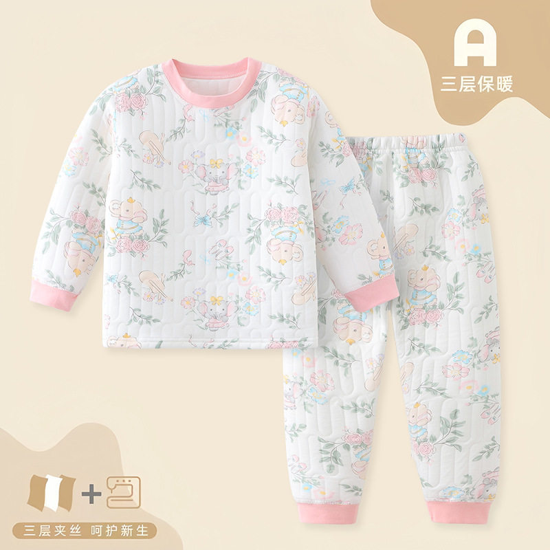 儿童秋冬款纯棉保暖无骨套装男童三层夹棉内衣裤女童睡衣宝宝棉衣,淘宝优惠券,粉丝福利购,淘宝优惠卷