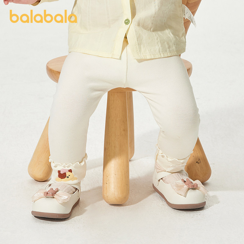 巴拉巴拉童装宝宝裤子女童婴儿打底裤翻脚口设计精致绣花可爱萌趣,淘宝优惠券,粉丝福利购,淘宝优惠卷