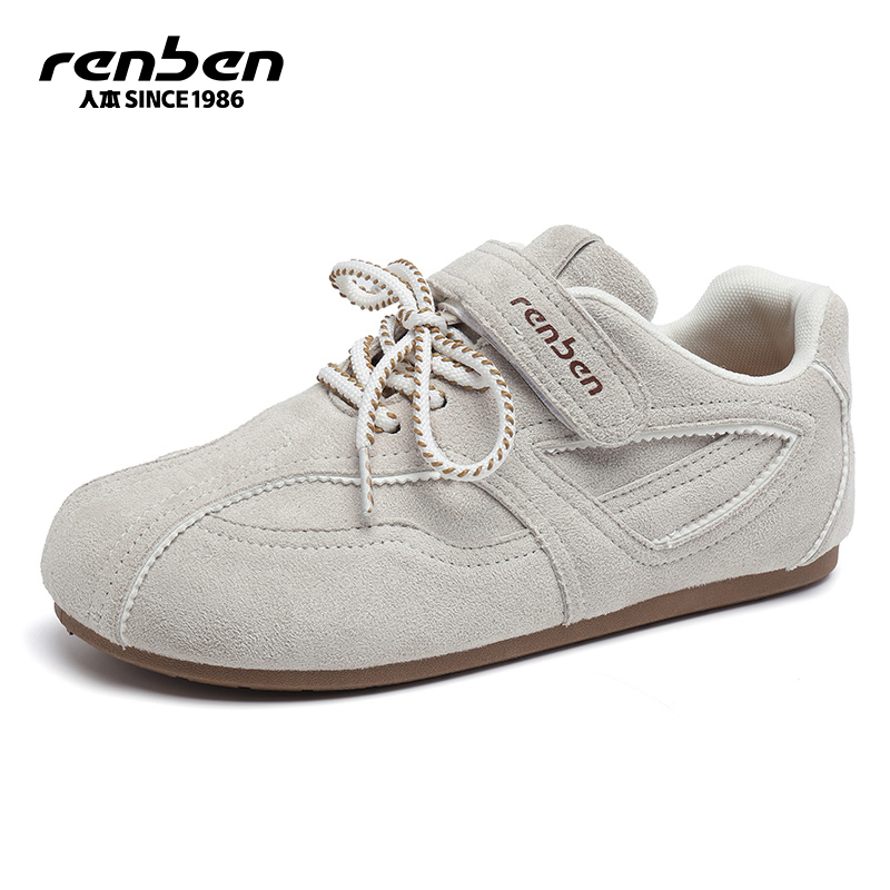 人本德训鞋女款2025秋冬季新款内增高复古软底运动魔术贴学生板鞋 - 图3