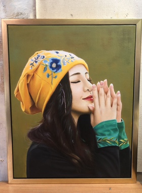 纯手绘照片转油画来图定制肖像人物生日礼物送女友卧室客厅挂画