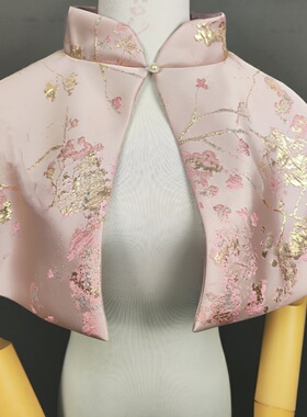 新款国风披肩配伴娘礼服坎肩印花缎布斗篷潮流开衫短中式外套罩衫
