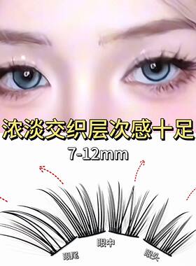 兜兜甜莺尾花斜飞狐系上睫毛自然仿真漫画国风cos浓密中式狐狸眼