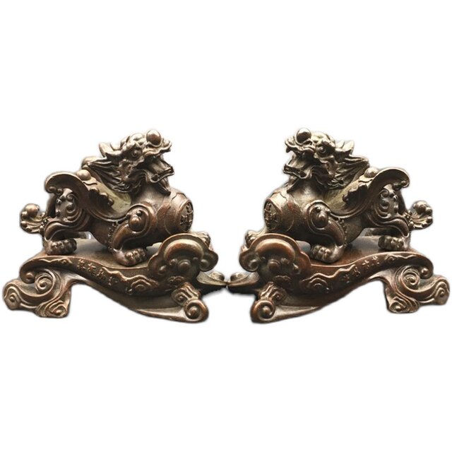 Retro Style Pair of Blessing Unicorns and Miscellaneous Bronze Pixiu