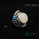 Tibetan silver inlaid white jade ring silver bracelet jade ring face