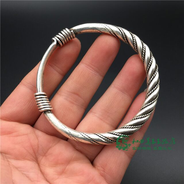 Miscellaneous Miao Silver Twist Wire Bracelet Antique Bronze