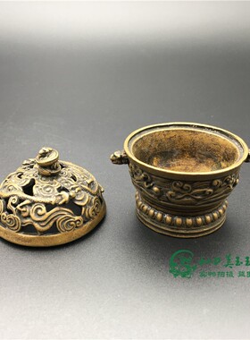 浮雕镂空塔香仿古风蛟龙实心黄铜