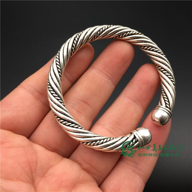 Twist twist Tibetan silver women's bracelet antique antique