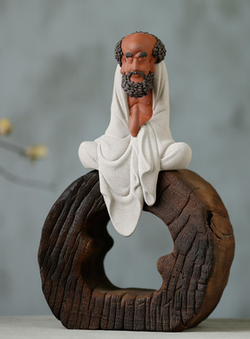 禅意风紫砂达摩电视柜开业小摆件