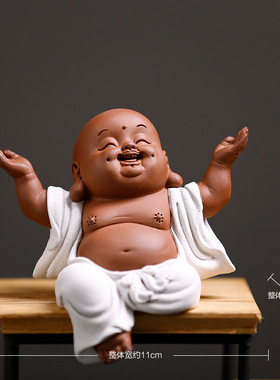 摆件笑佛新中式禅意客厅博古架