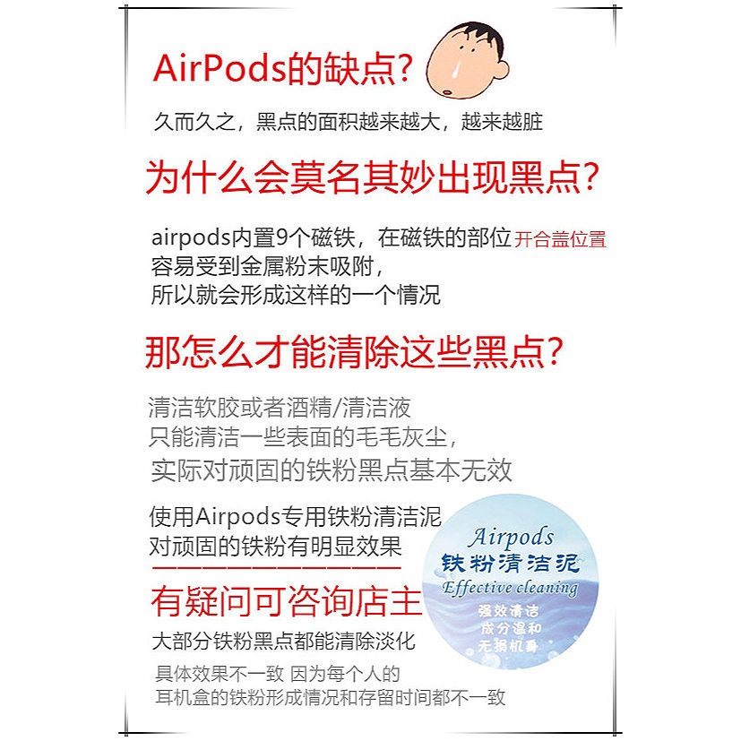 适用airpods清洁工具套装无线蓝牙耳机清理胶airpods2防铁粉清洗-图0