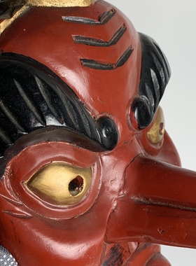 中古日本造 传统工艺 实木一木挖木彫天狗 寿司店挂饰装饰品面具