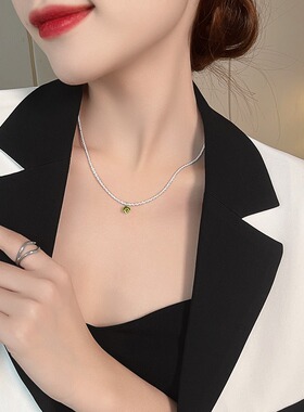 奥特莱斯折扣店撤柜清仓捡漏18K金绿宝石满天星项链outlets女配饰