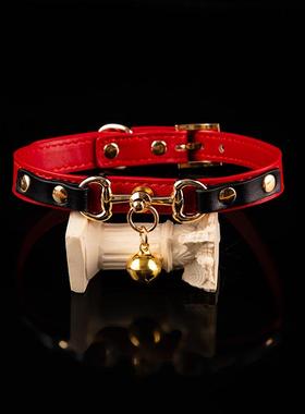Puppy铃铛真牛皮项圈choker颈圈女m脖圈颈饰k9情侣颈带可刻字定制