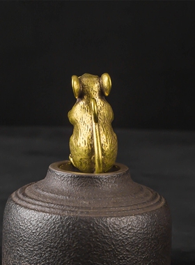 创意黄铜米老鼠偷油献桃摆件