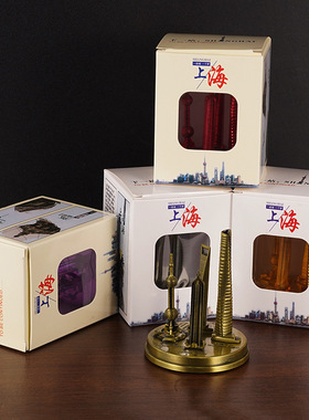 彩色圆底上海东方明珠组合摆件