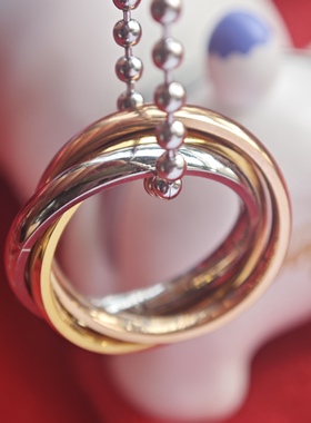 2026新款三环三圈三色食指指环小众钛钢设计感戒指女轻奢高级感