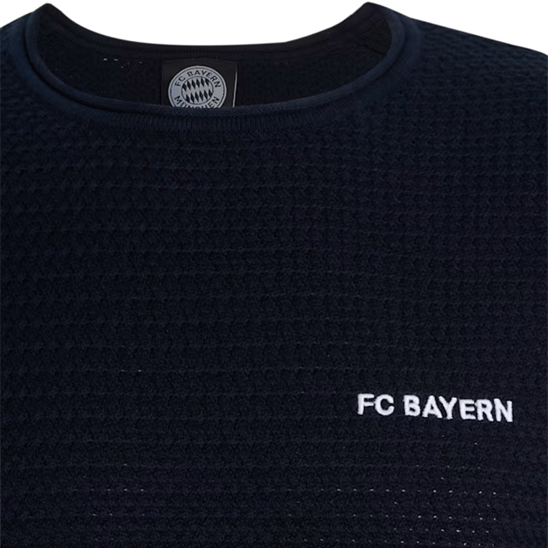 32698品德居拜仁周边FC BAYERN男士经典针织毛衣海军蓝官方正品 - 图1