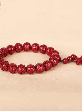 朱砂莲花手串紫金砂高含量男女手链手工佛珠饰品珠串高含量朱砂