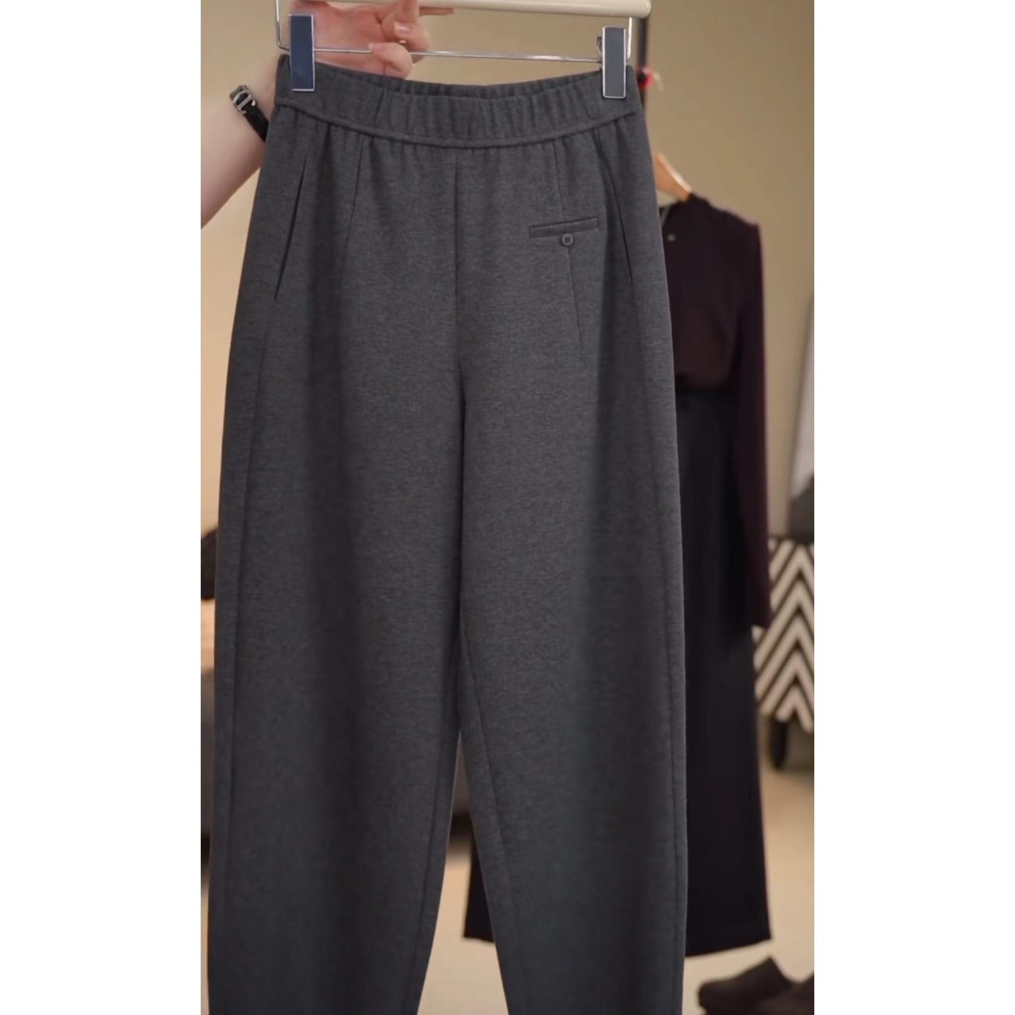 2025秋冬斜纹松紧腰哈伦裤百搭气质休闲显瘦九分裤宽松休闲小脚裤,淘宝优惠券,粉丝福利购,淘宝优惠卷