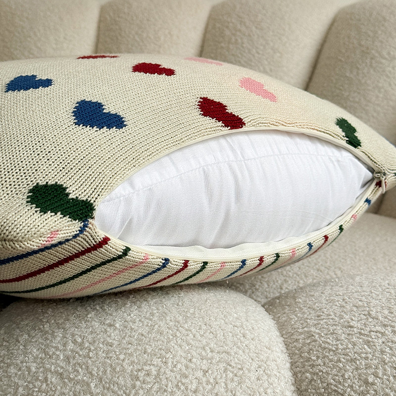 可拆机洗可爱少女心全棉爱心彩色线条沙发床靠枕抱枕套含芯不含芯,淘宝优惠券,粉丝福利购,淘宝优惠卷