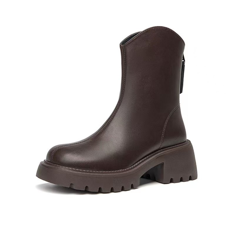 大东厚底短靴女秋冬24新款美拉德咖色靴子韩系小踝靴瘦瘦靴女靴,淘宝优惠券,粉丝福利购,淘宝优惠卷