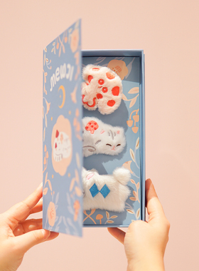 MEWJI发夹毛绒可爱猫咪发饰礼盒
