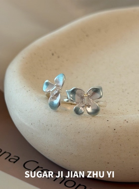 甜美栀子花珐琅渐变戒指女小众设计感温柔气质食指戒时尚个性指环