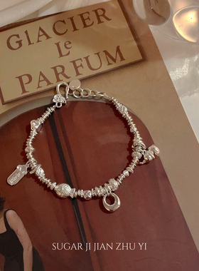 SUGAR 小胖福葫芦盘缠碎银子手链女简约小众设计感ins风精致手饰