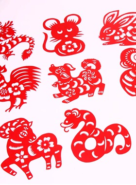十二生肖剪纸儿童手工折纸2025年新款蛇年春节剪窗花纸正方形大红