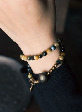 非鱼之家原创设计天然虎眼石手链