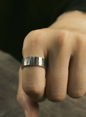 非鱼之家原创设计手工做旧银戒指