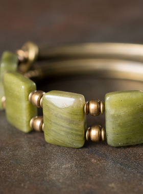 小众个性做旧铜饰青丝玉手串手饰