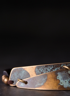 原创复古青铜手链黑檀木情侣手串