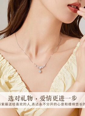 紫藤花开999足银项链女2024新款轻奢高级感锁骨链生日礼物送女友