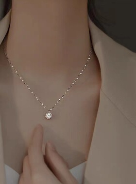 s925纯银项链女2026年轻奢高级感小众锁骨链气质简约网红项饰吊坠