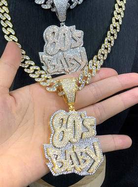 外贸新款跨境字母嘻哈吊坠80s baby饰品hiphop项链套装一件代发潮